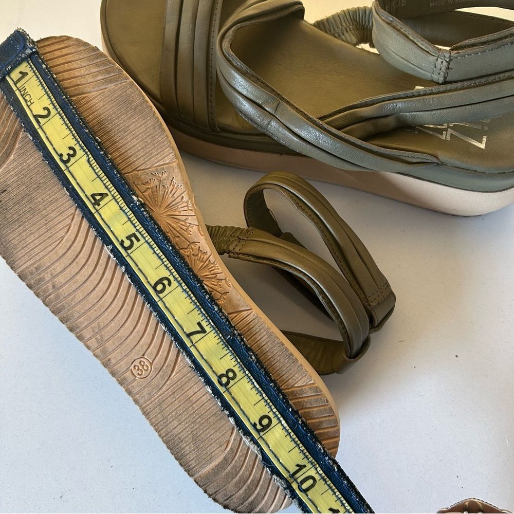 Miz Mooz New York Olive Green Leather Platform Wedge Sandals Size 39 US 8.5 - Picture 10 of 11